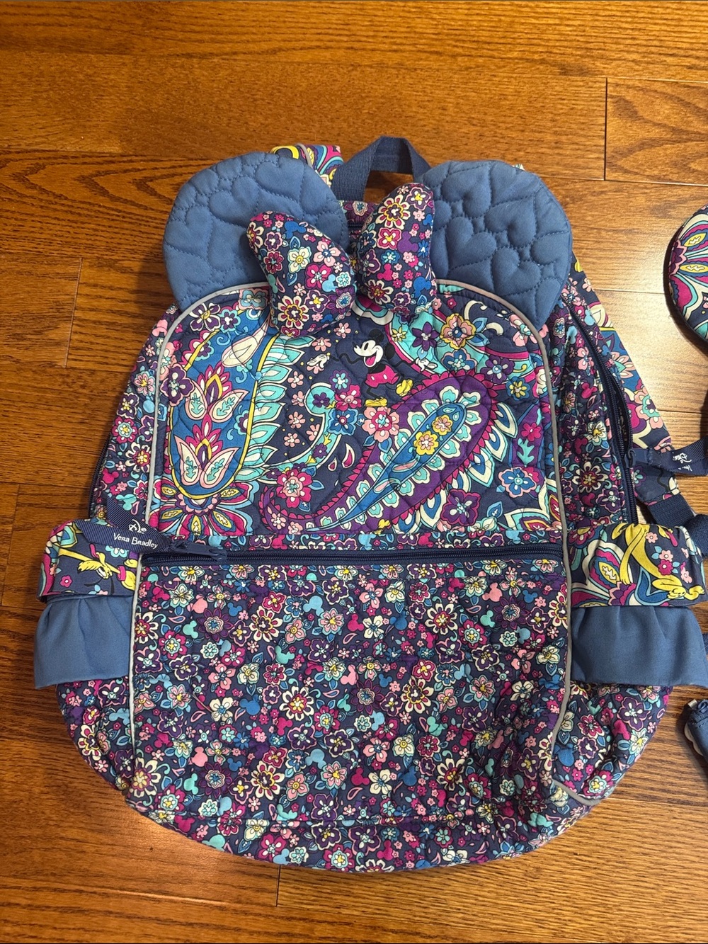 Vera Bradley Disney Floral Paisley Backpack Matching Ears Headband & Card Holder - Picture 2 of 15